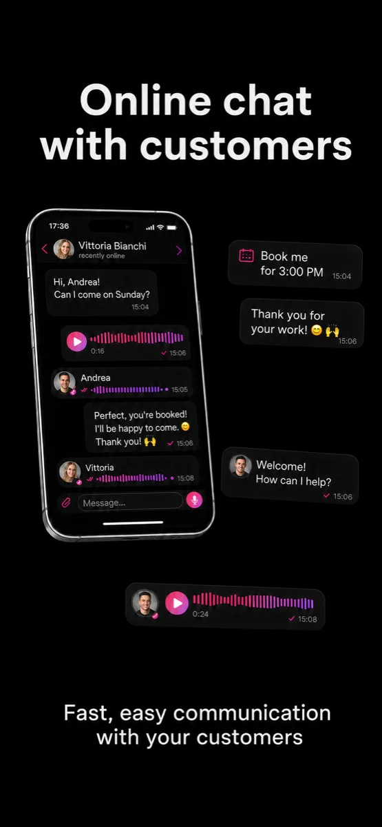 Chat in the minibi app in dark mode